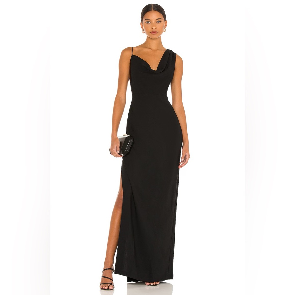 Amanda Uprichard Black One-Shoulder Maxi Dress